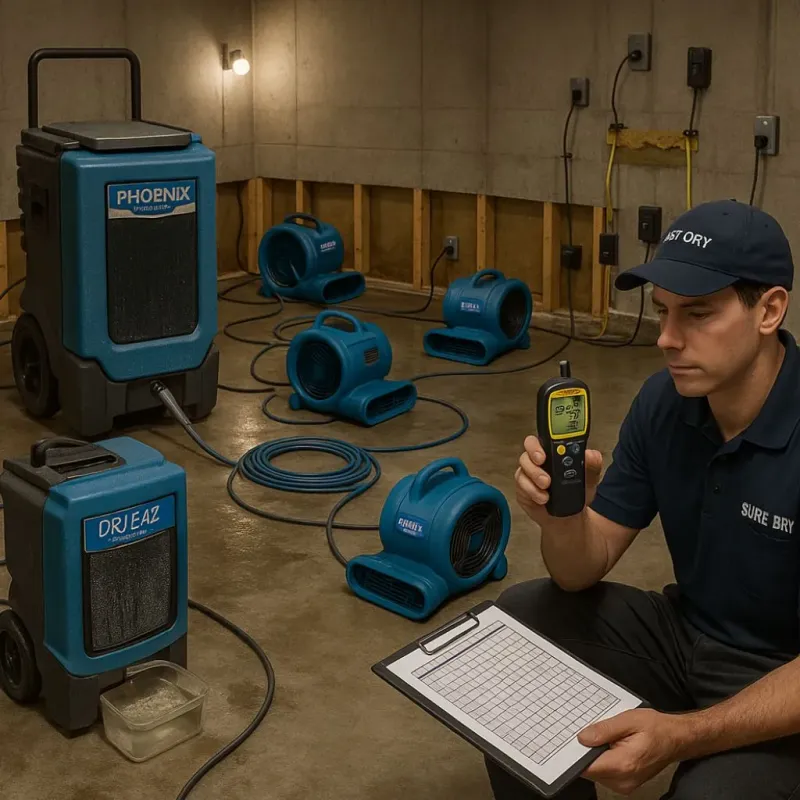 Structural Drying and Dehumidification process in Rutherford, PA